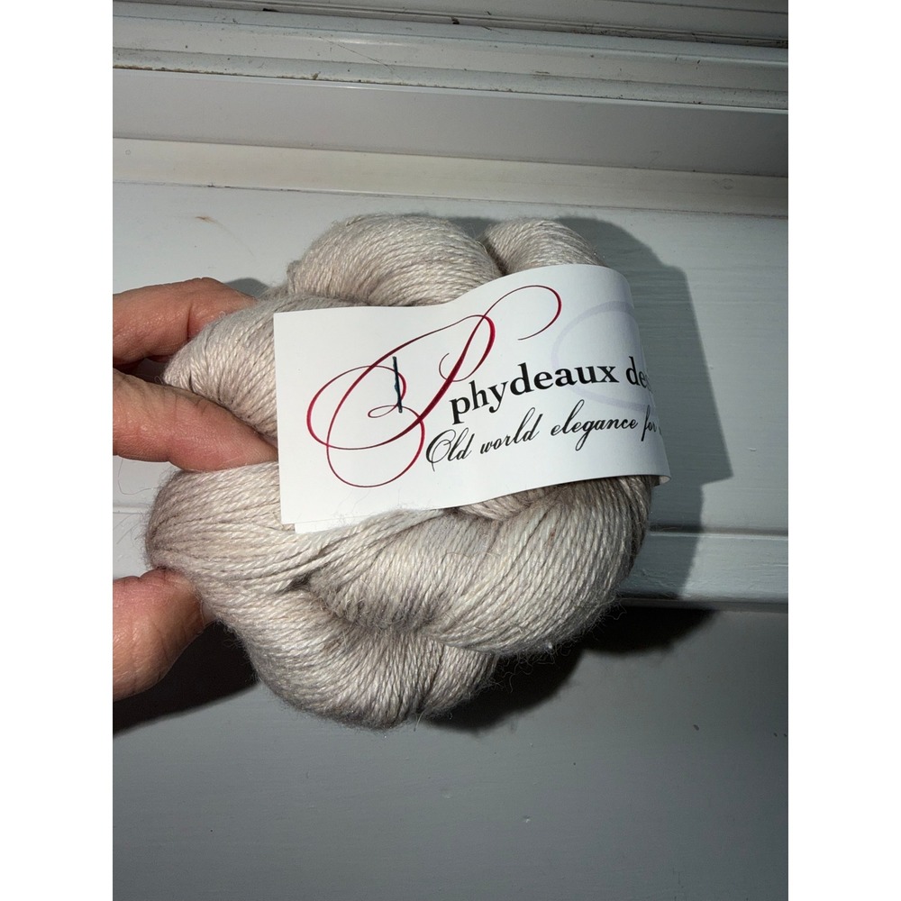 Phydeaux Designs Aegypte Fingering Yarn Cream "Foggy" Alpaca Silk Linen Blend
